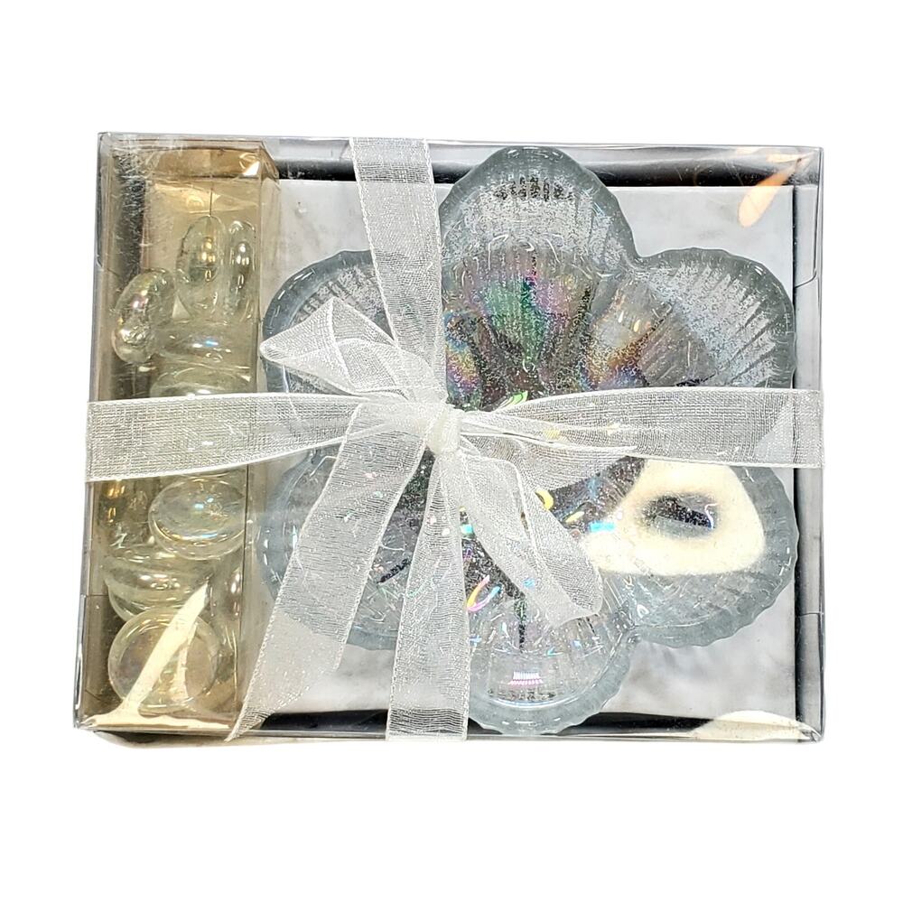 Luminessence Carnival Glass Bowl with Marbles Tea Light Gift Set Mothers Day